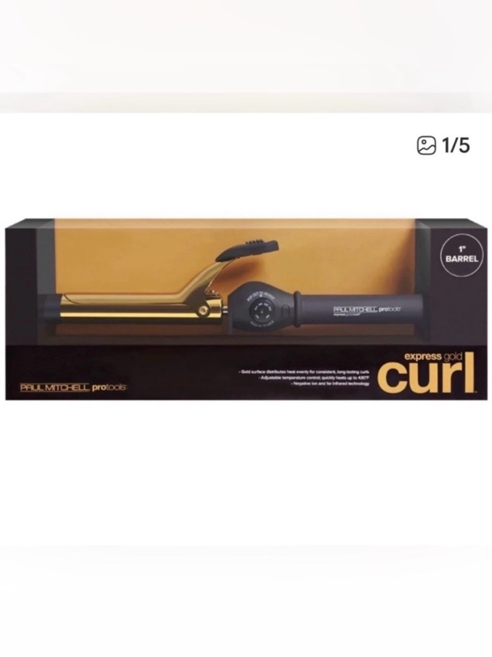 NWT Paul Mitchell Gold Curling Iron - Black/Gold